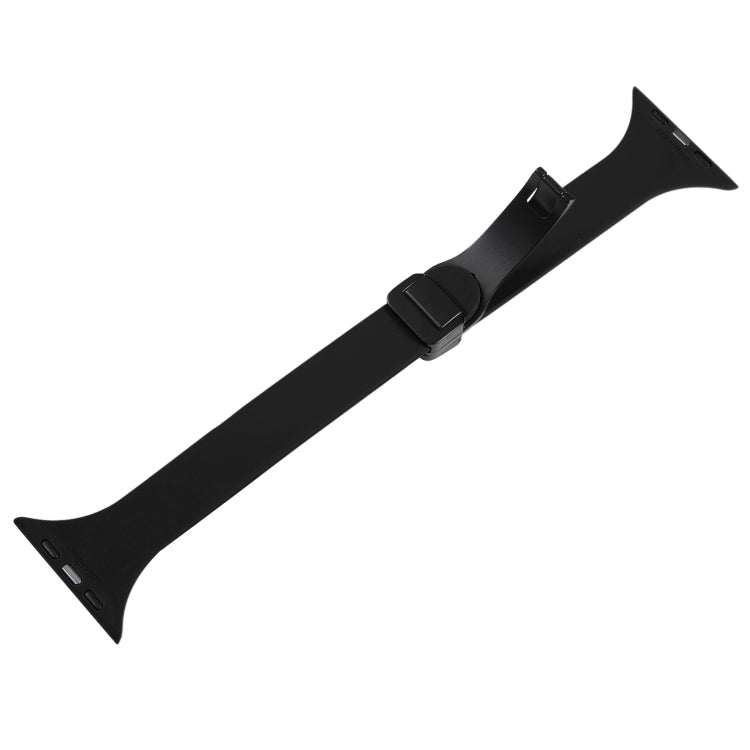 For Apple Watch 3 38mm Magnetic Buckle Slim Silicone Watch Band(Black)