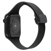 For Apple Watch 3 38mm Magnetic Buckle Slim Silicone Watch Band(Black)