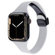 For Apple Watch 3 42mm Magnetic Buckle Slim Silicone Watch Band(Light Grey)