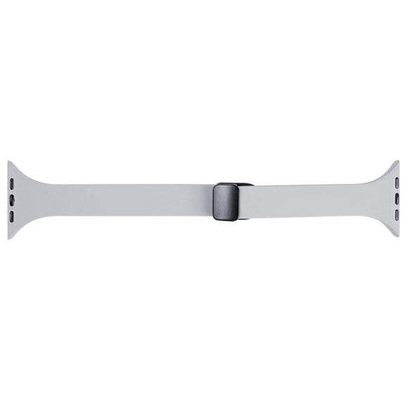 For Apple Watch 3 42mm Magnetic Buckle Slim Silicone Watch Band(Light Grey)