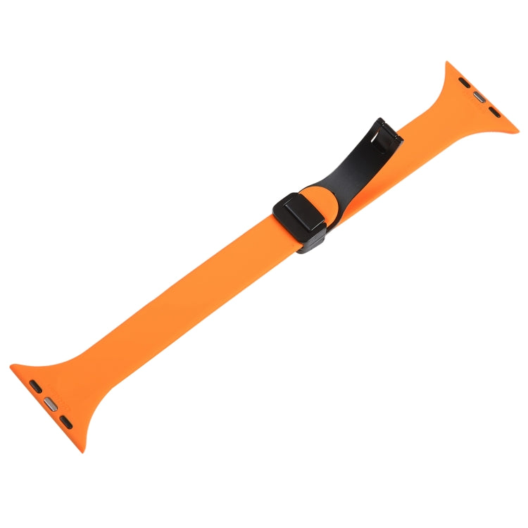 For Apple Watch 2 42mm Magnetic Buckle Slim Silicone Watch Band(Orange)