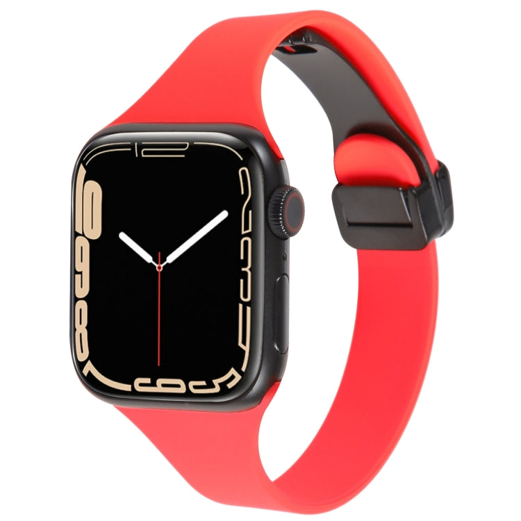 For Apple Watch 2 38mm Magnetic Buckle Slim Silicone Watch Band(Red)