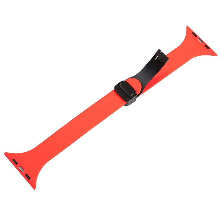 For Apple Watch 2 38mm Magnetic Buckle Slim Silicone Watch Band(Red)