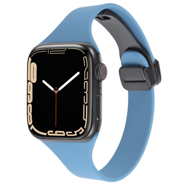 For Apple Watch 2 38mm Magnetic Buckle Slim Silicone Watch Band(Blue)