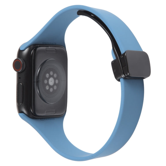 For Apple Watch 2 38mm Magnetic Buckle Slim Silicone Watch Band(Blue)