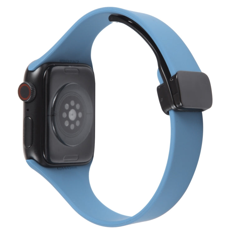For Apple Watch 2 38mm Magnetic Buckle Slim Silicone Watch Band(Blue)