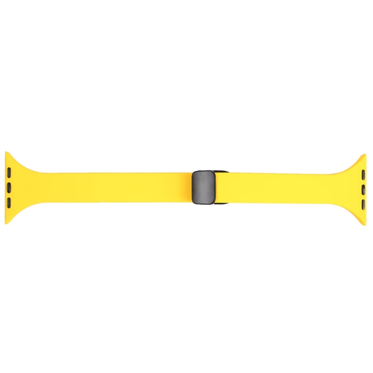 For Apple Watch 42mm Magnetic Buckle Slim Silicone Watch Band(Yellow)