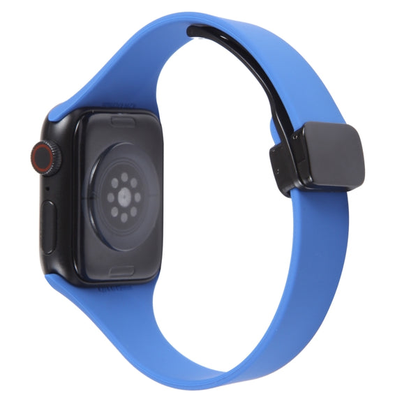 For Apple Watch 42mm Magnetic Buckle Slim Silicone Watch Band(Royal Blue)