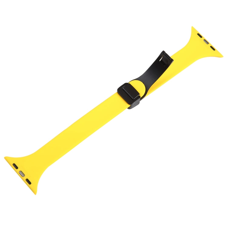 For Apple Watch 38mm Magnetic Buckle Slim Silicone Watch Band(Yellow)