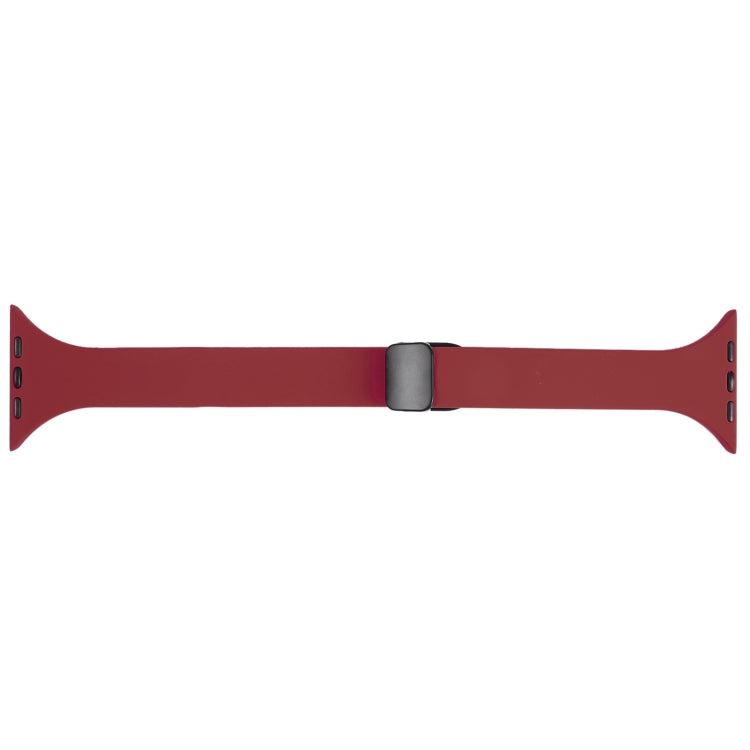 For Apple Watch 38mm Magnetic Buckle Slim Silicone Watch Band(Wine Red)