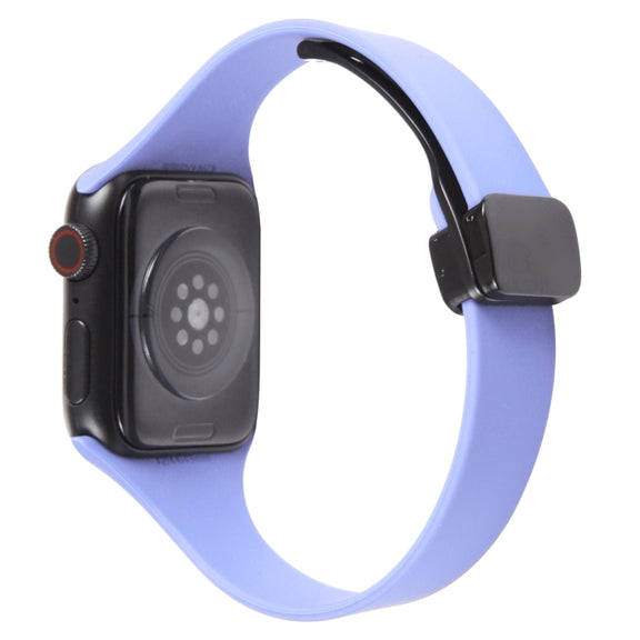 For Apple Watch 38mm Magnetic Buckle Slim Silicone Watch Band(Light Purple)
