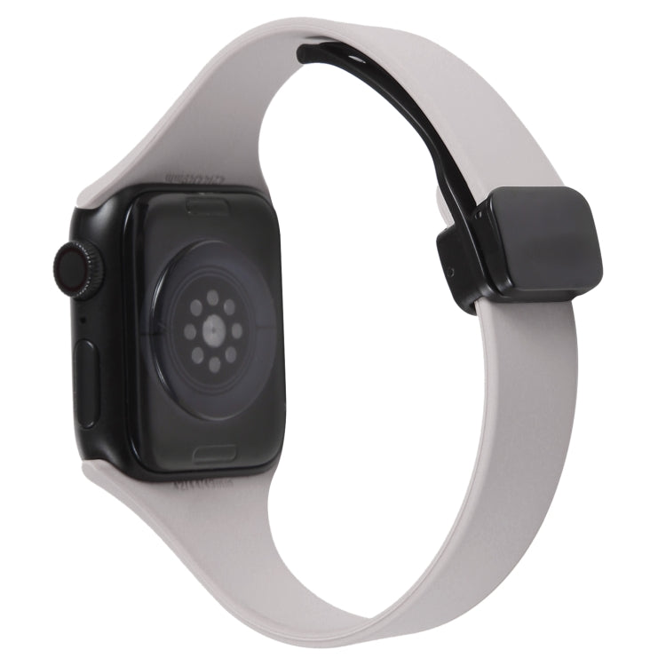 For Apple Watch 38mm Magnetic Buckle Slim Silicone Watch Band(Rock Grey)