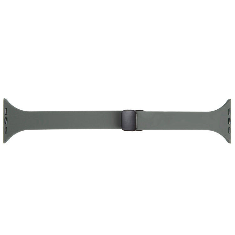 For Apple Watch 38mm Magnetic Buckle Slim Silicone Watch Band(Army Green)