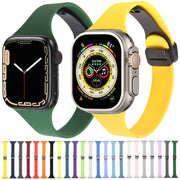 For Apple Watch 3 42mm Magnetic Buckle Slim Silicone Watch Band(Red)
