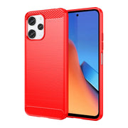 For Xiaomi Redmi 12 Carbon Fiber Brushed Texture TPU Phone Case(Red)