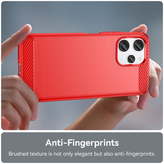 For Xiaomi Redmi 12 Carbon Fiber Brushed Texture TPU Phone Case(Red)