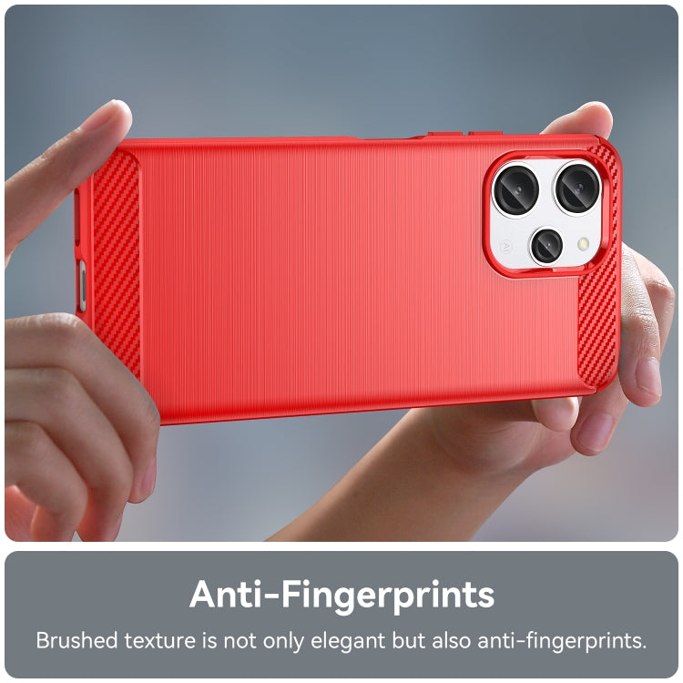 For Xiaomi Redmi 12 Carbon Fiber Brushed Texture TPU Phone Case(Red)