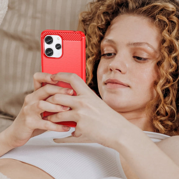 For Xiaomi Redmi 12 Carbon Fiber Brushed Texture TPU Phone Case(Red)