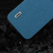 For iPhone 14 Pro Max ABEEL Genuine Leather Litchi Texture Phone Case(Blue)