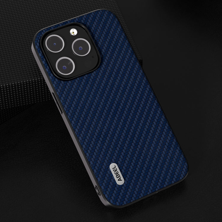 For iPhone 14 Pro Max ABEEL Carbon Fiber Texture Protective Phone Case(Dark Blue)
