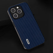 For iPhone 14 Pro Max ABEEL Carbon Fiber Texture Protective Phone Case(Dark Blue)