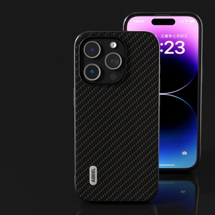 For iPhone 15 Pro ABEEL Carbon Fiber Texture Protective Phone Case(Black)