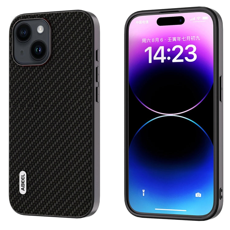 For iPhone 15 Plus ABEEL Carbon Fiber Texture Protective Phone Case(Black)