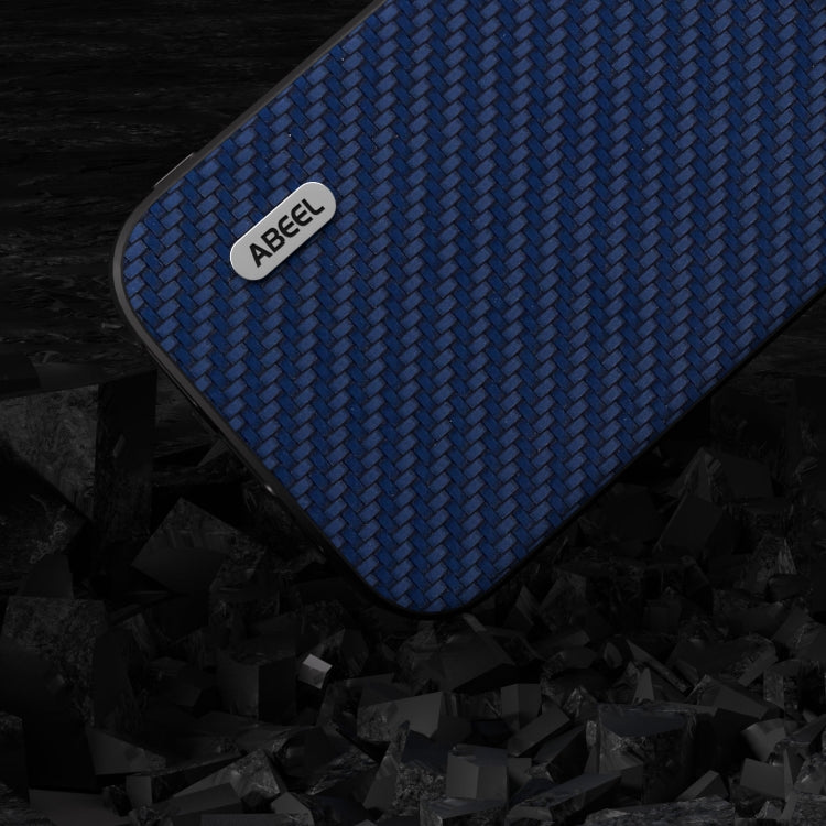 For iPhone 14 Plus ABEEL Carbon Fiber Texture Protective Phone Case(Dark Blue)