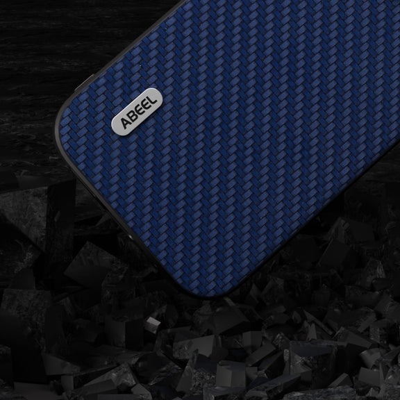 For iPhone 14 Plus ABEEL Carbon Fiber Texture Protective Phone Case(Dark Blue)