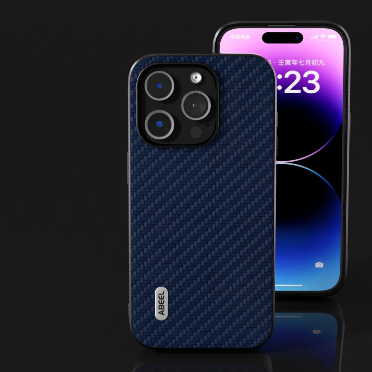 For iPhone 14 Plus ABEEL Carbon Fiber Texture Protective Phone Case(Dark Blue)