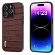 For iPhone 14 Pro Max ABEEL Crocodile Texture Genuine Leather Phone Case(Brown) - free shipping - PMC TechLife - Order now!