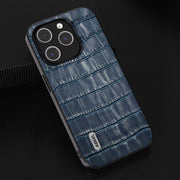 For iPhone 14 Plus ABEEL Crocodile Texture Genuine Leather Phone Case(Blue)