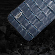 For iPhone 14 ABEEL Crocodile Texture Genuine Leather Phone Case(Blue)