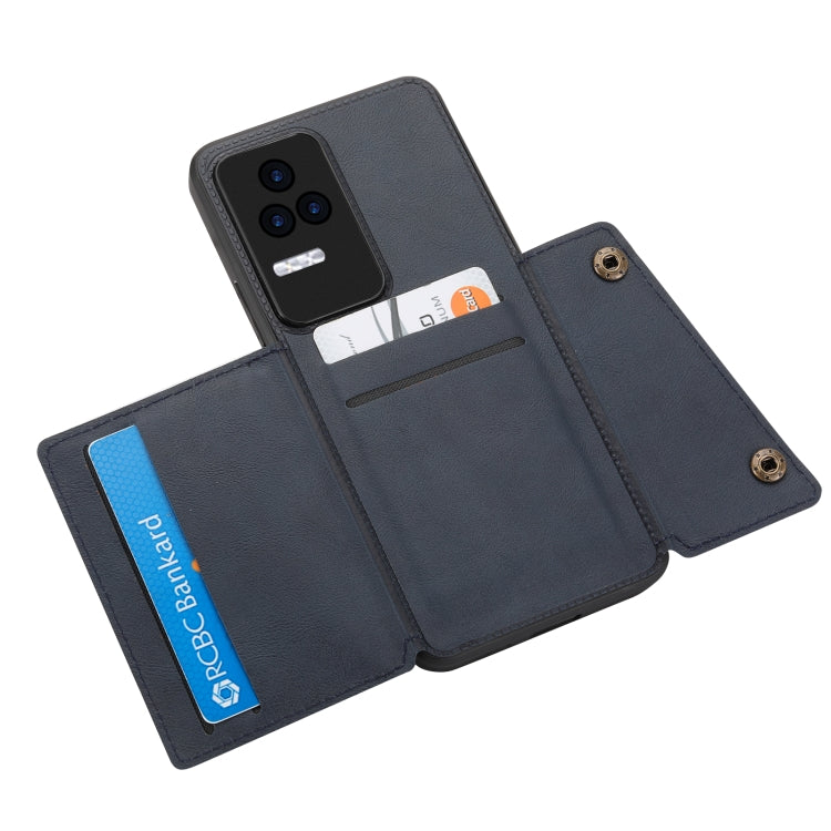 For Xiaomi Redmi K40S / Poco F4 Double Buckle Card Slots Magnetic Phone Case(Blue)