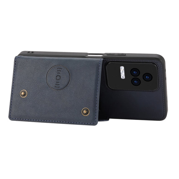 For Xiaomi Redmi K40S / Poco F4 Double Buckle Card Slots Magnetic Phone Case(Blue)