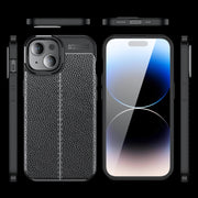 For iPhone 15 Plus Litchi Texture Shockproof TPU Phone Case(Blue)
