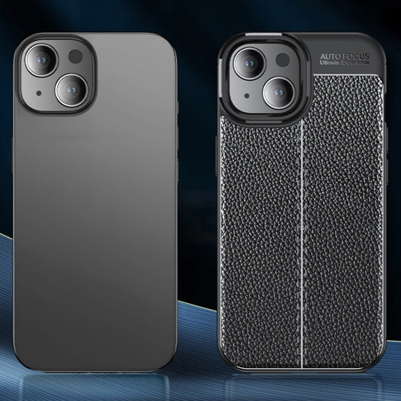 For iPhone 15 Plus Litchi Texture Shockproof TPU Phone Case(Blue)