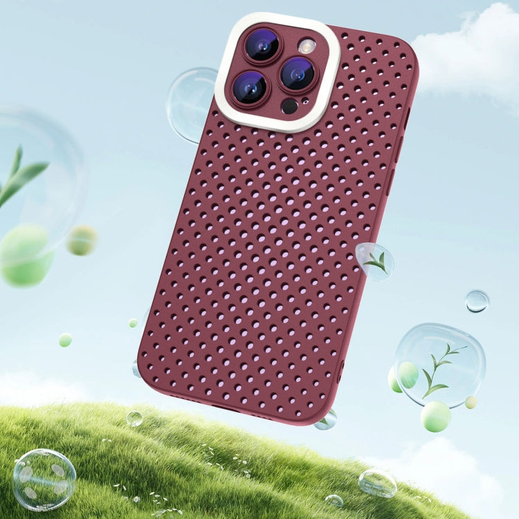 For iPhone 14 Hollow Heat Dissipation TPU Phone Case(Rose Red)