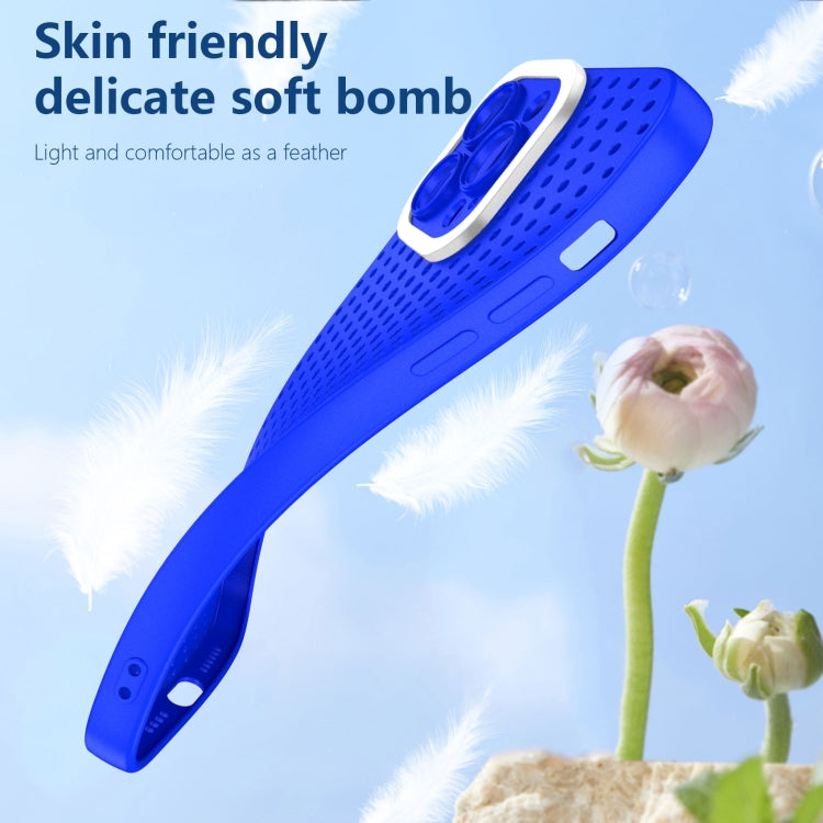 For iPhone 13 Pro Max Hollow Heat Dissipation TPU Phone Case(Blue)