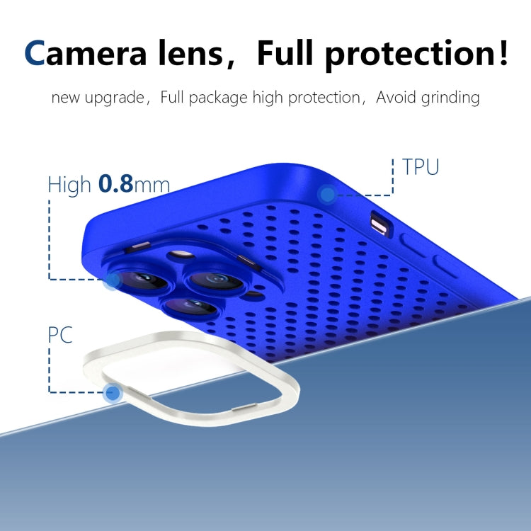 For iPhone 13 Pro Max Hollow Heat Dissipation TPU Phone Case(Blue)