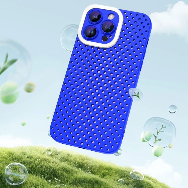 For iPhone 12 Hollow Heat Dissipation TPU Phone Case(Blue)