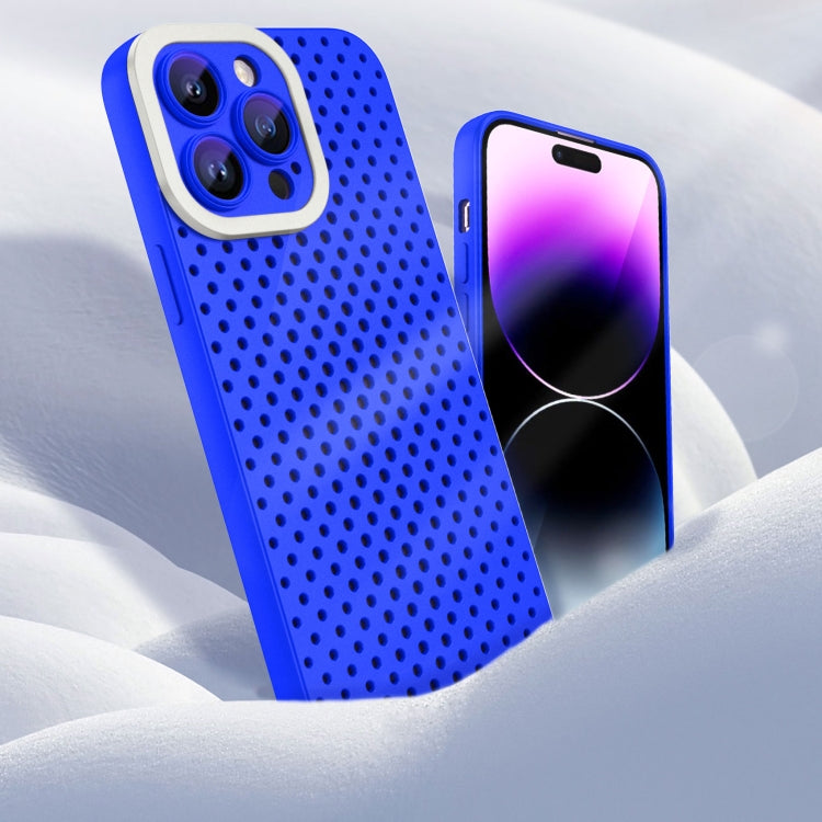 For iPhone 12 Hollow Heat Dissipation TPU Phone Case(Blue)