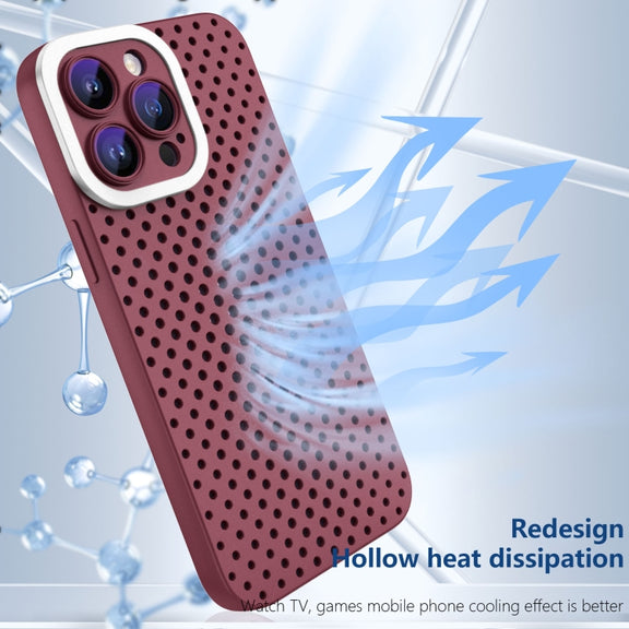 For iPhone 11 Pro Max Hollow Heat Dissipation TPU Phone Case(Rose Red)