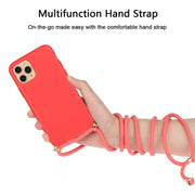 For iPhone 15 Pro Wheat Straw Material + TPU Phone Case with Lanyard(Red)