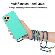 For iPhone 15 Pro Wheat Straw Material + TPU Phone Case with Lanyard(Green)