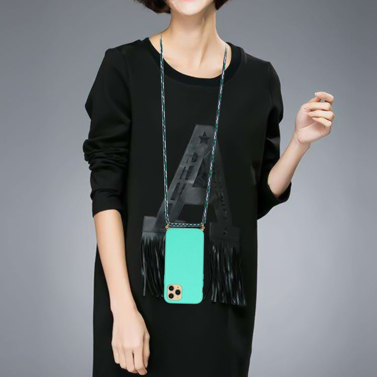 For iPhone 15 Pro Wheat Straw Material + TPU Phone Case with Lanyard(Green)