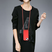 For iPhone 15 Plus Wheat Straw Material + TPU Phone Case with Lanyard(Red)