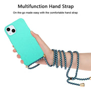 For iPhone 15 Plus Wheat Straw Material + TPU Phone Case with Lanyard(Green)