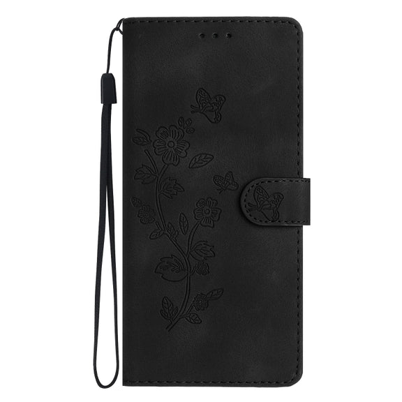 For Xiaomi 12 Pro Flower Butterfly Embossing Pattern Leather Phone Case(Black)