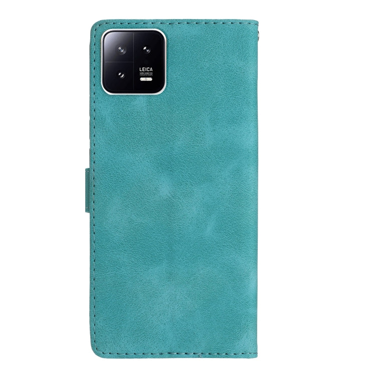 For Xiaomi 13 Flower Butterfly Embossing Pattern Leather Phone Case(Sky Blue)